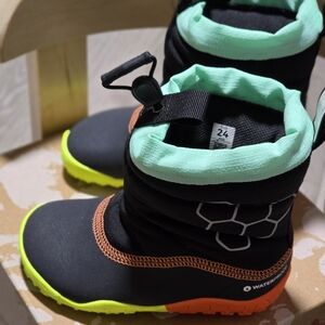 Vivo Barefoot Kids Boots - Black, Green, and Orange